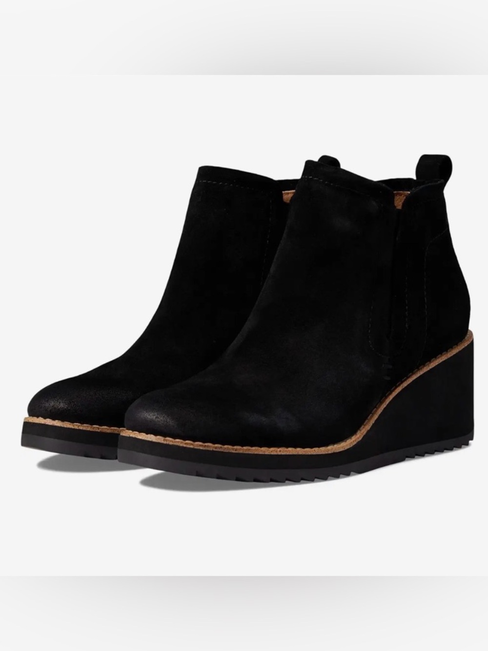 Sofft Black Suede Wedge Ankle Booties